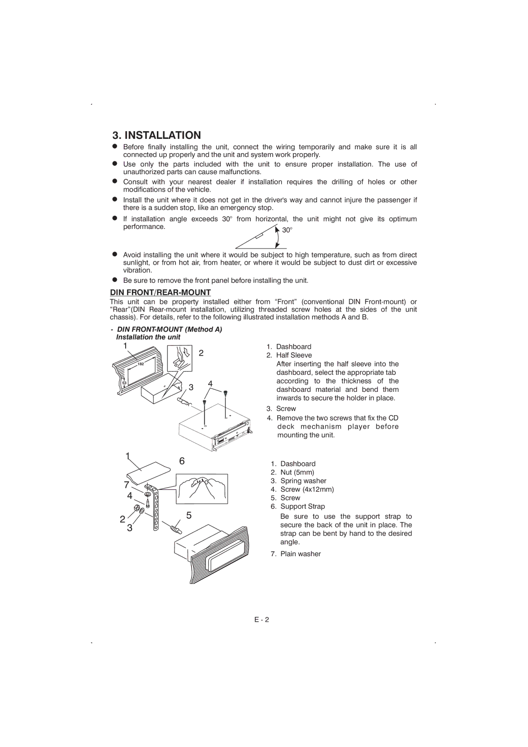 Boss Audio Systems 815ca manual Installation, Din Front/Rear-Mount 