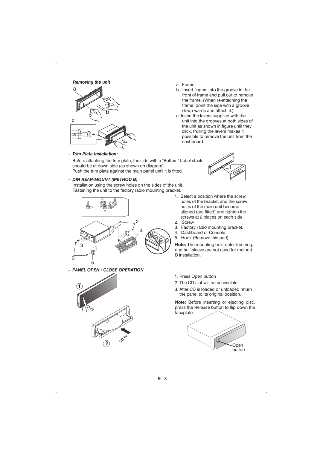 Boss Audio Systems 815ca manual DIN REAR-MOUNT Method B 