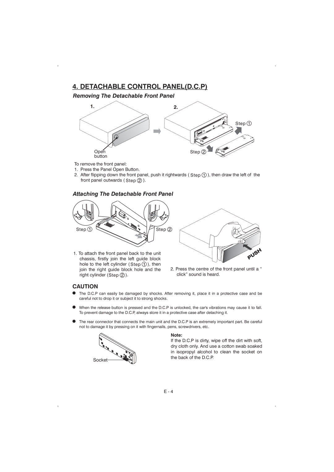 Boss Audio Systems 815ca manual Detachable Control PANELD.C.P, Removing The Detachable Front Panel 