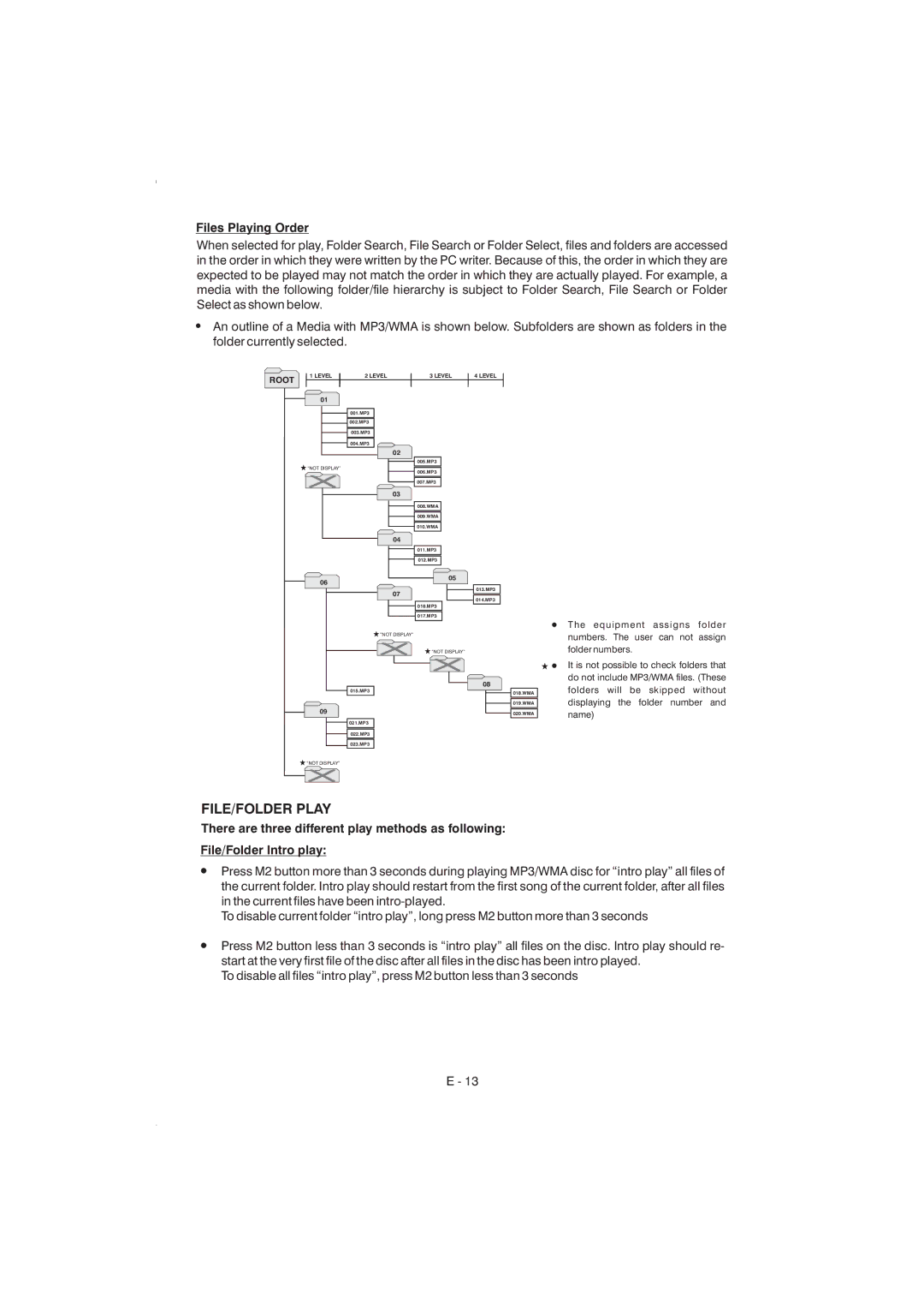 Boss Audio Systems 835ui manual FILE/FOLDER Play, Files Playing Order 