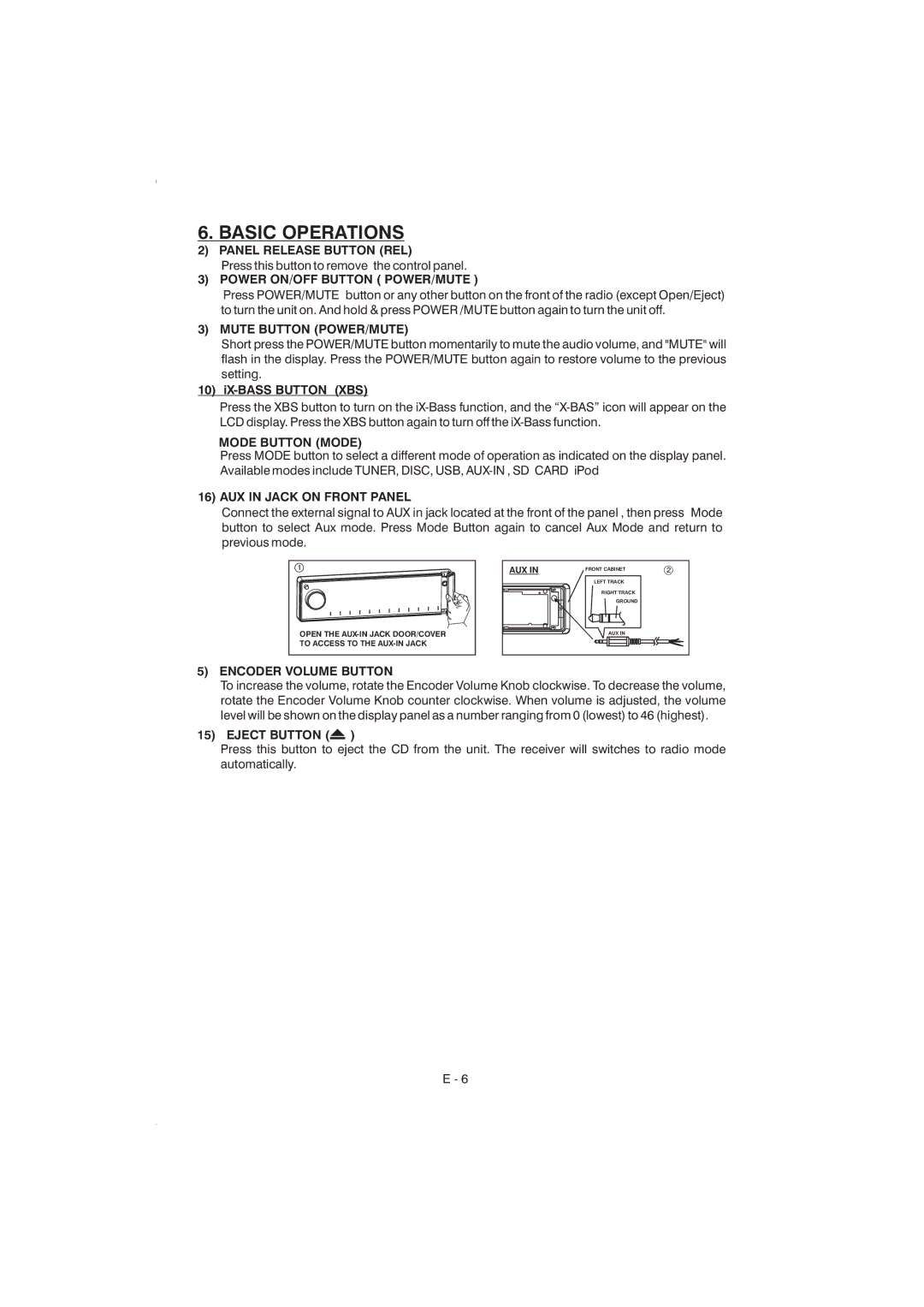 Boss Audio Systems 835ui manual Basic Operations 