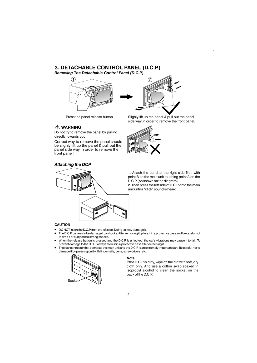 Boss Audio Systems 865DBI manual Removing The Detachable Control Panel D.C.P 