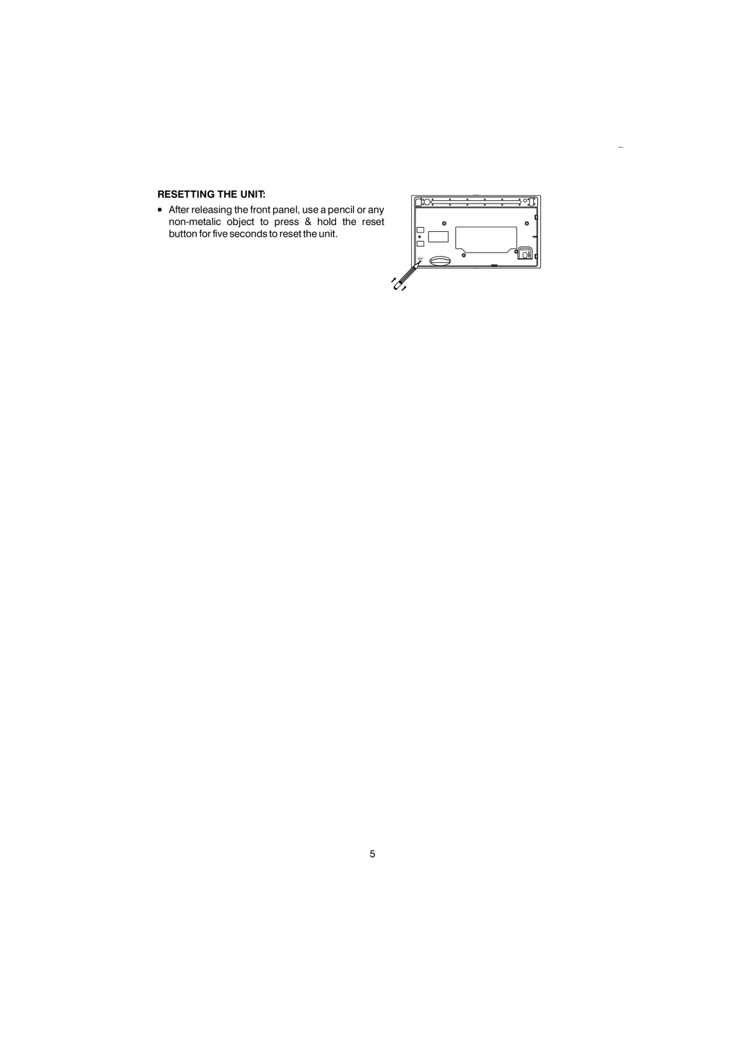 Boss Audio Systems 865DBI manual Resetting the Unit 