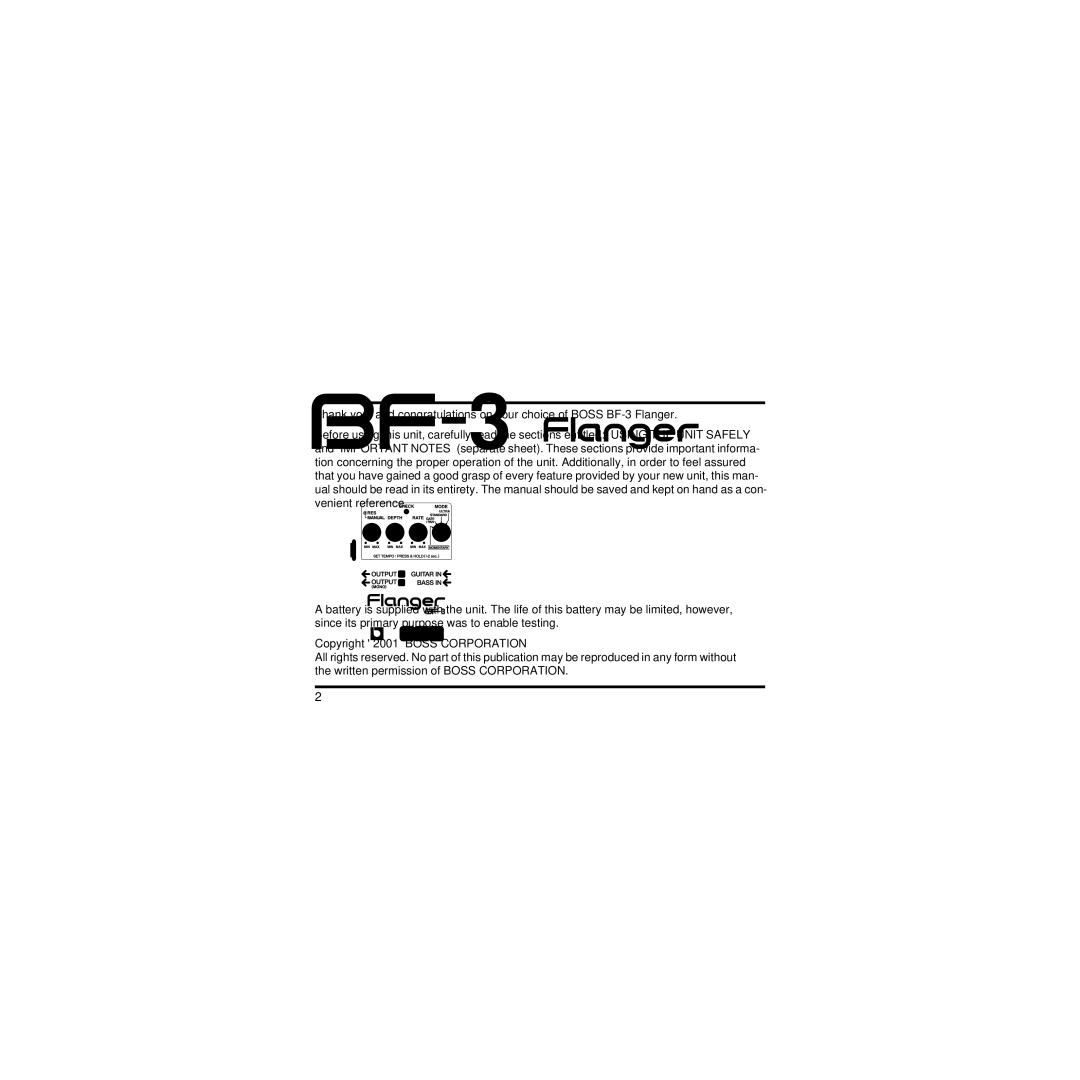 Boss Audio Systems BF-3 owner manual 