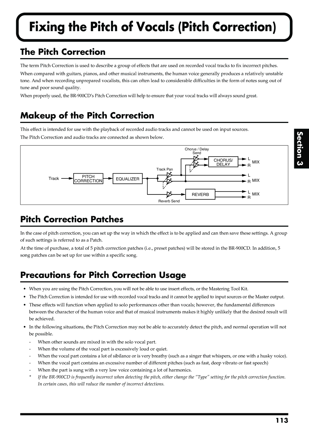 Boss Audio Systems BR-900CD owner manual Fixing the Pitch of Vocals Pitch Correction, Makeup of the Pitch Correction 