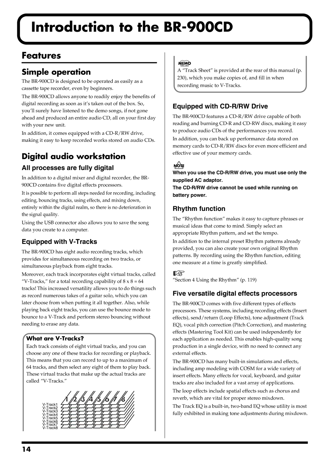 Boss Audio Systems owner manual Introduction to the BR-900CD, Features, Simple operation, Digital audio workstation 