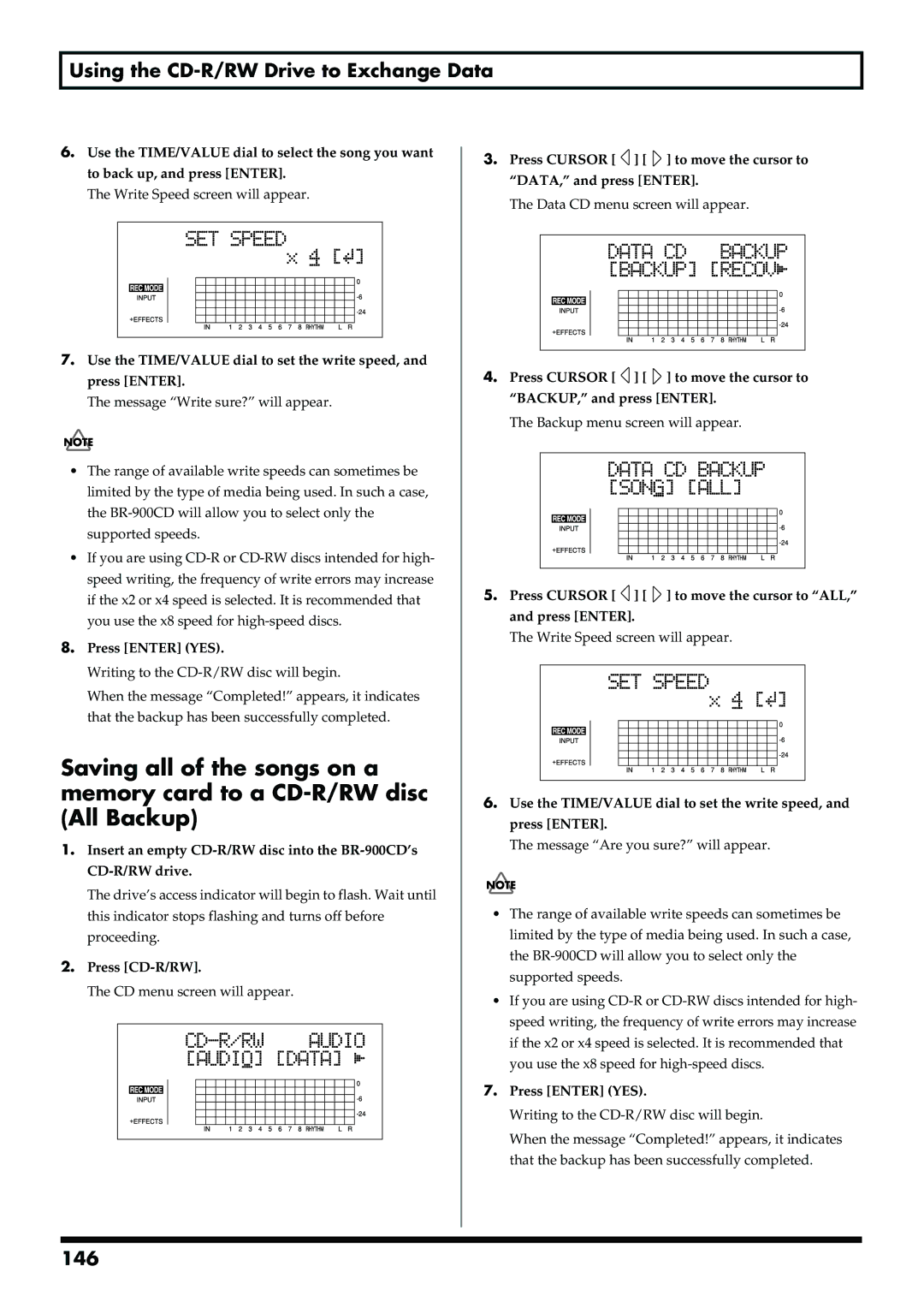 Boss Audio Systems BR-900CD owner manual Using the CD-R/RW Drive to Exchange Data, 146 