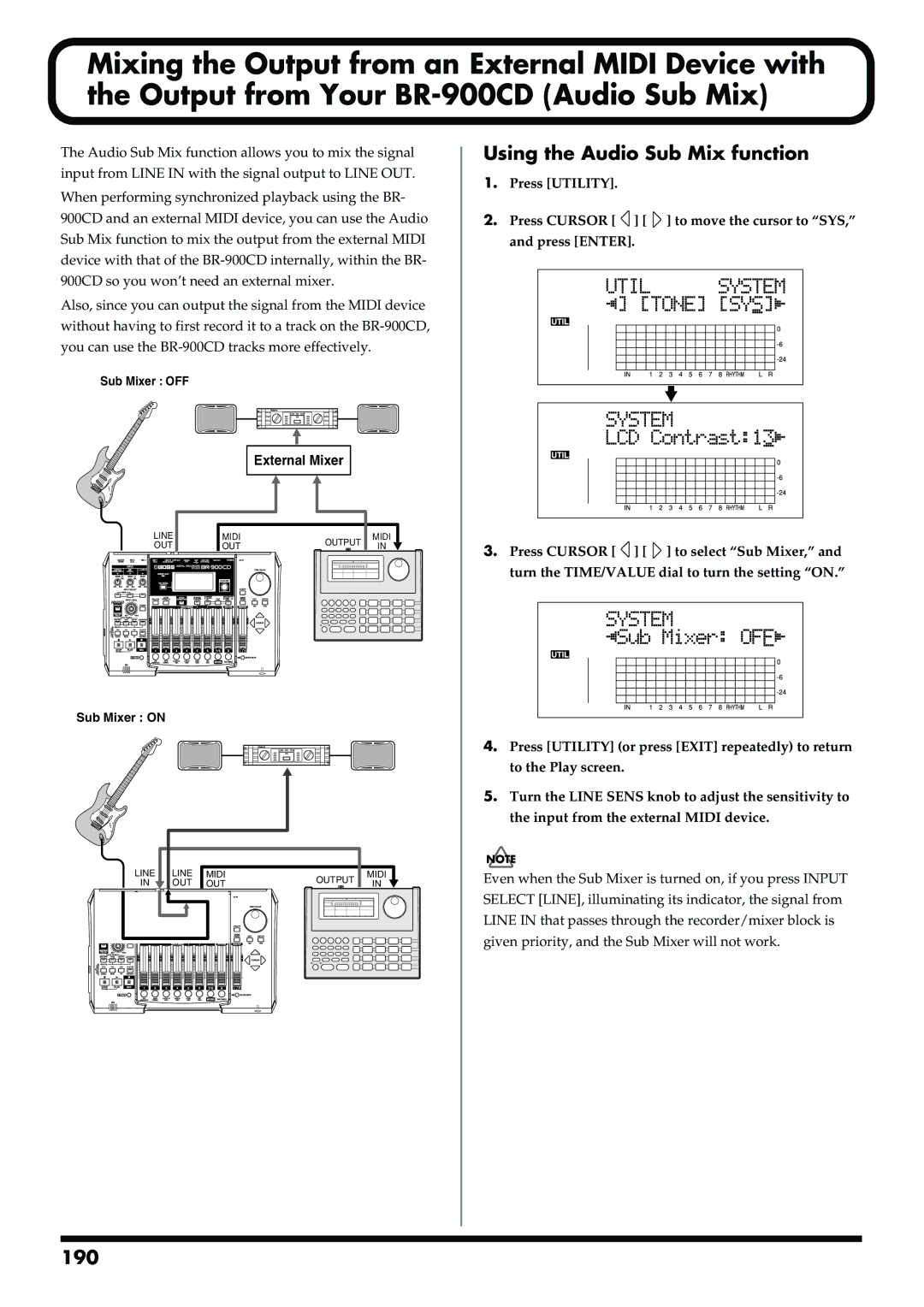 Boss Audio Systems BR-900CD owner manual Using the Audio Sub Mix function, External Mixer 