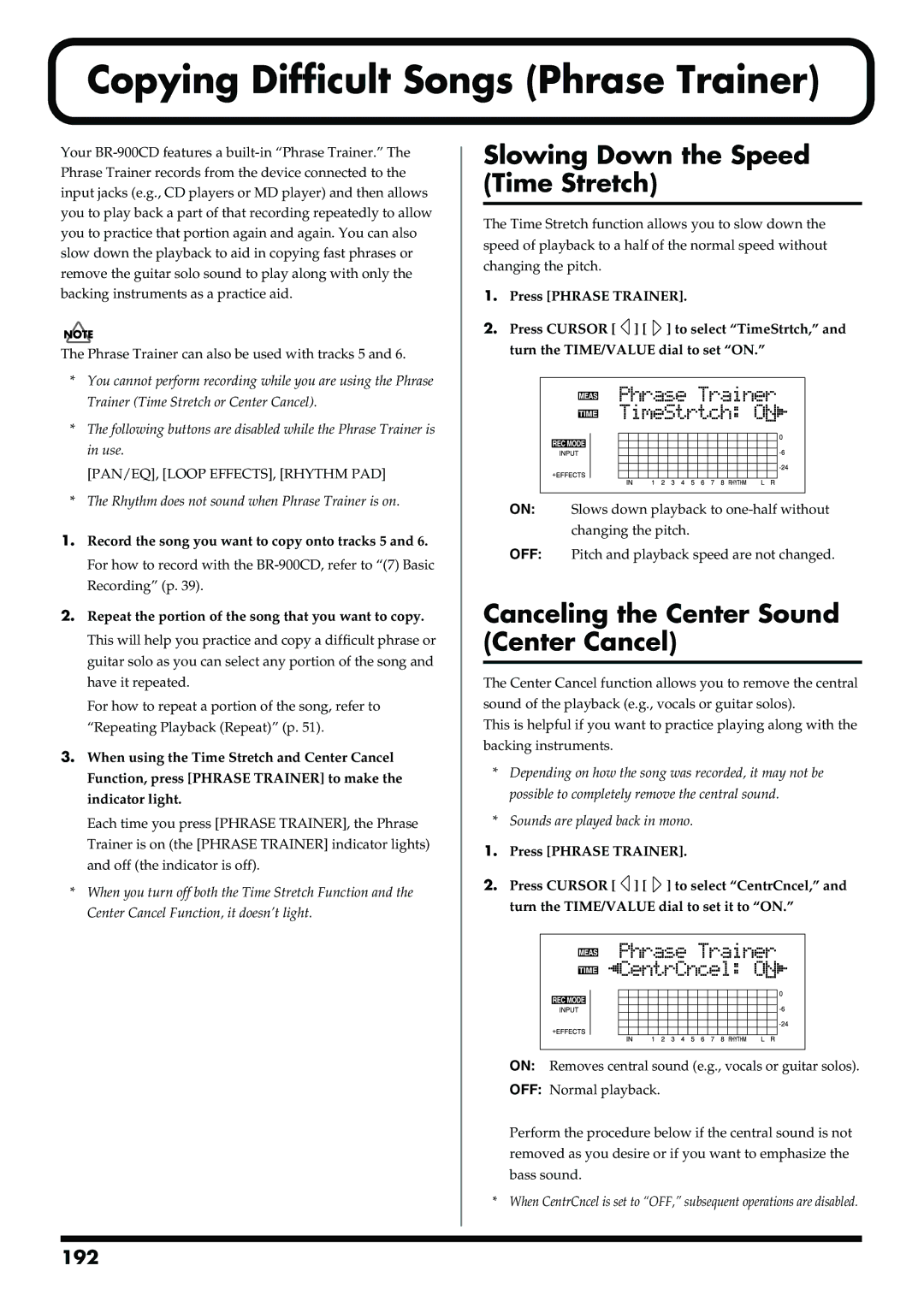 Boss Audio Systems BR-900CD owner manual Copying Difficult Songs Phrase Trainer, Slowing Down the Speed Time Stretch 