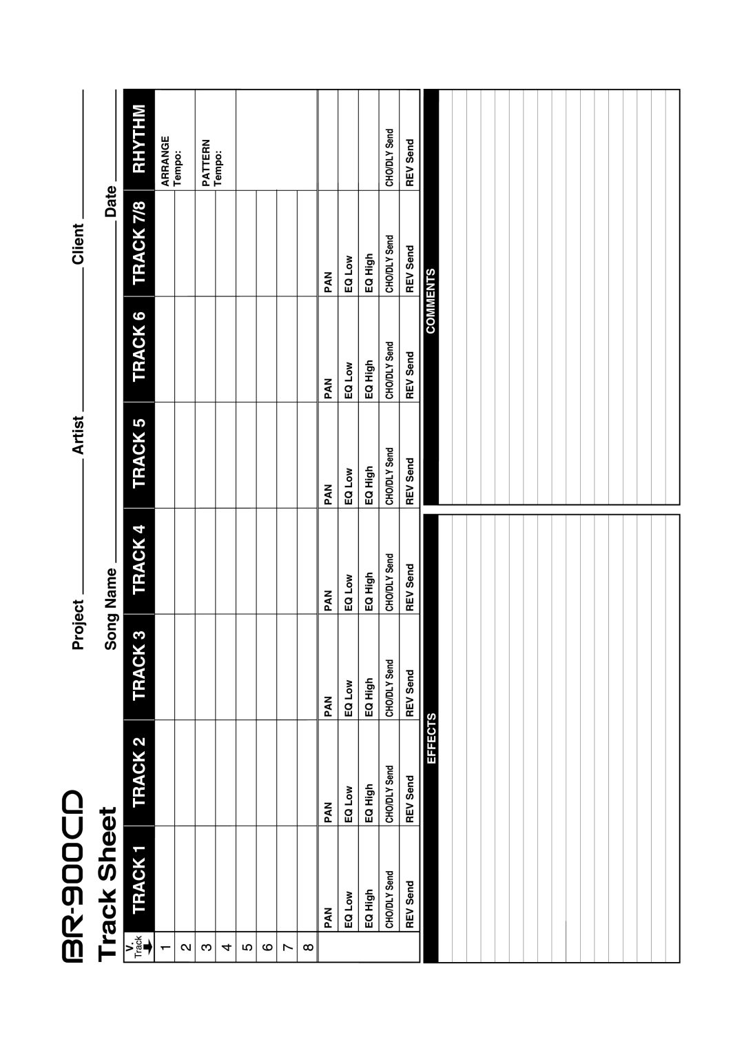 Boss Audio Systems BR-900CD owner manual Track Sheet 