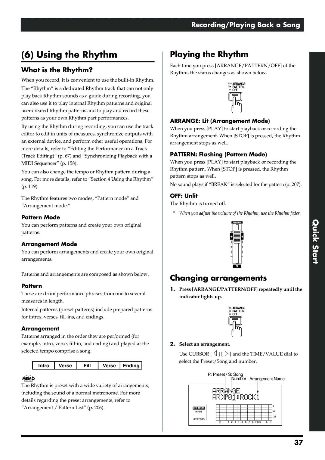 Boss Audio Systems BR-900CD owner manual Using the Rhythm, Playing the Rhythm, Changing arrangements, What is the Rhythm? 