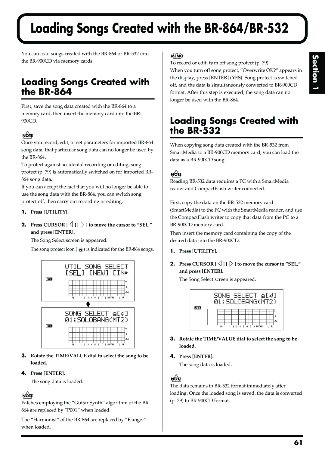 Boss Audio Systems BR-900CD owner manual Loading Songs Created with the BR-864, Loading Songs Created with the BR-532 