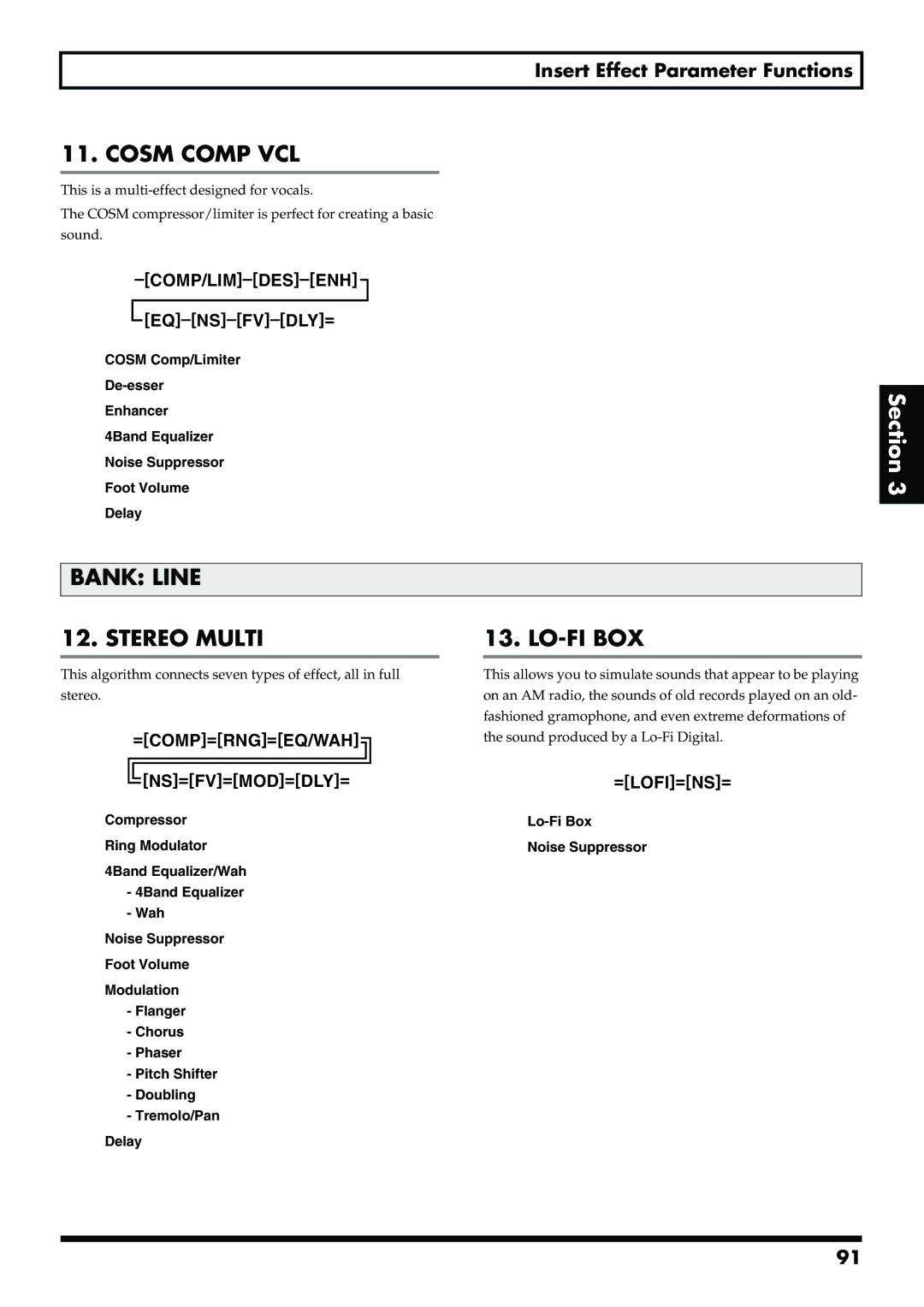 Boss Audio Systems BR-900CD owner manual Cosm Comp VCL, Lo-Fi Box Noise Suppressor 