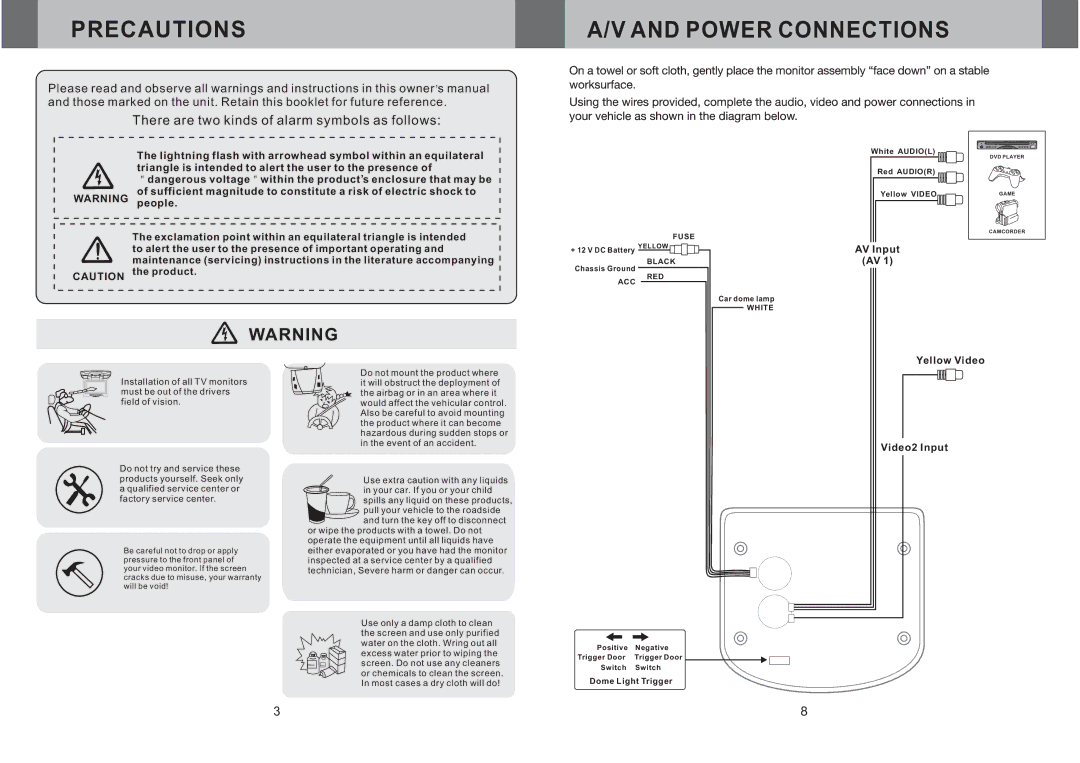 Boss Audio Systems bv10.4fb manual Precautions, Power Connections 