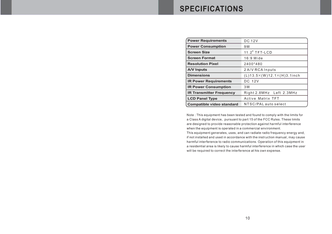 Boss Audio Systems BV11.2F manual Specifications 