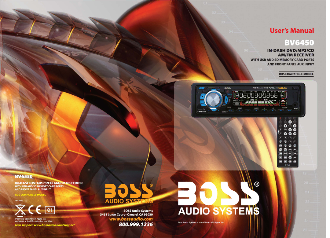 Boss Audio Systems BV6450 manual 