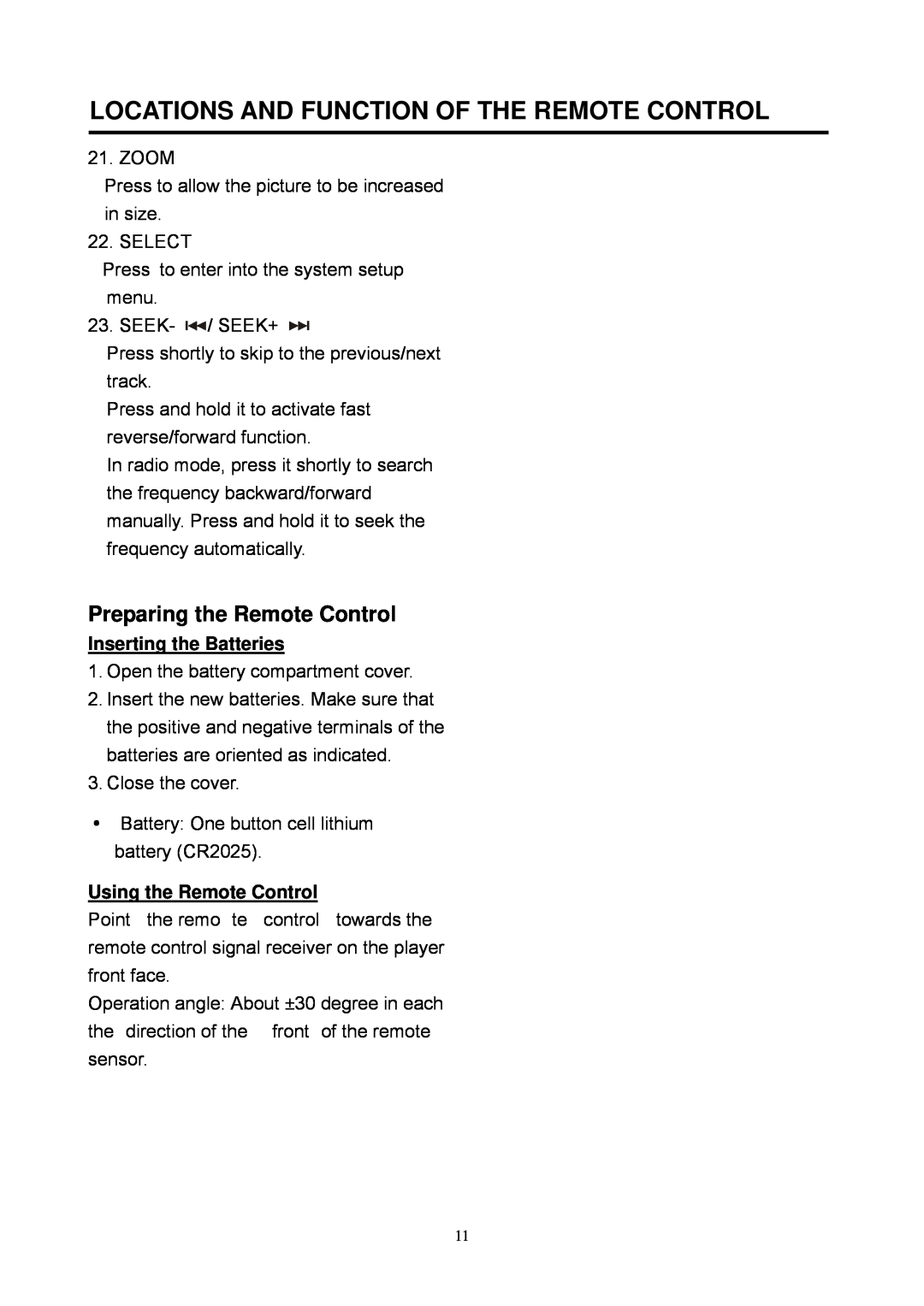 Boss Audio Systems BV7280 manual Locations And Function Of The Remote Control, Preparing the Remote Control 