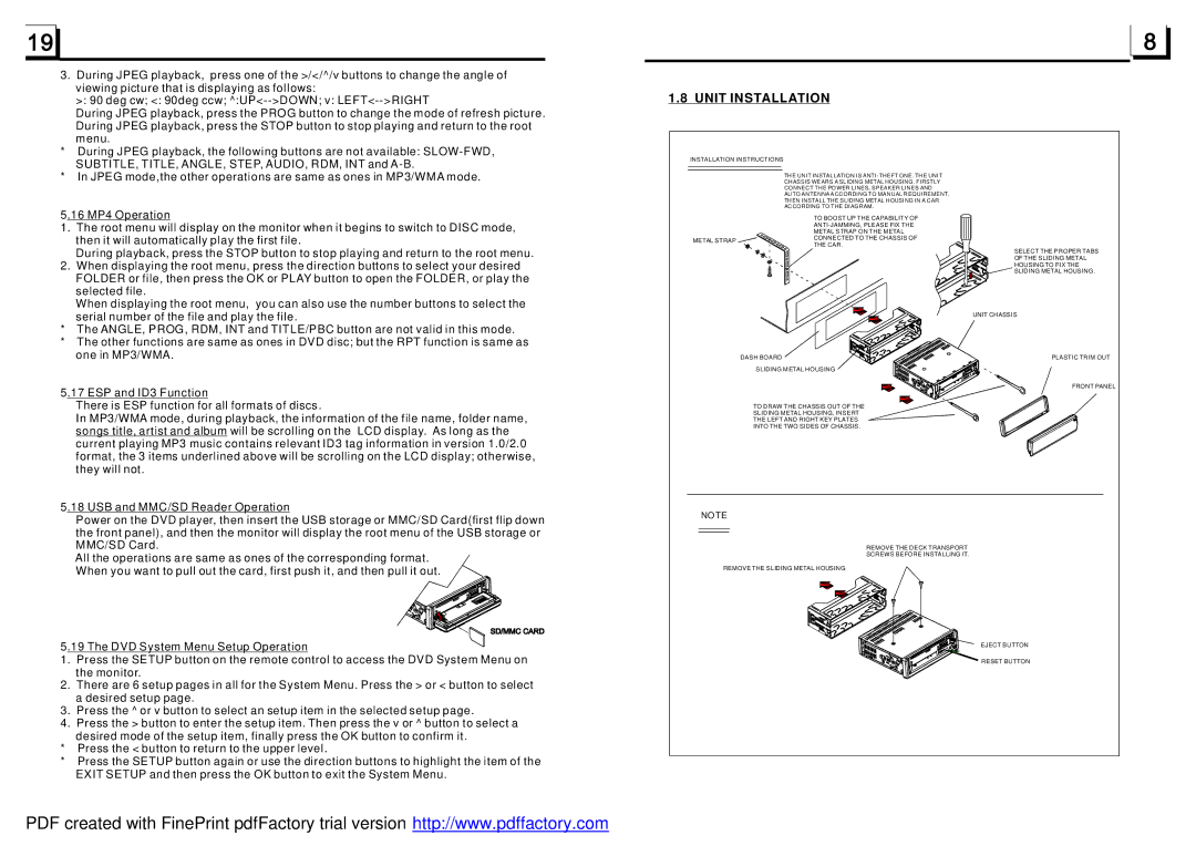 Boss Audio Systems BV7320 user manual Unit Installation 