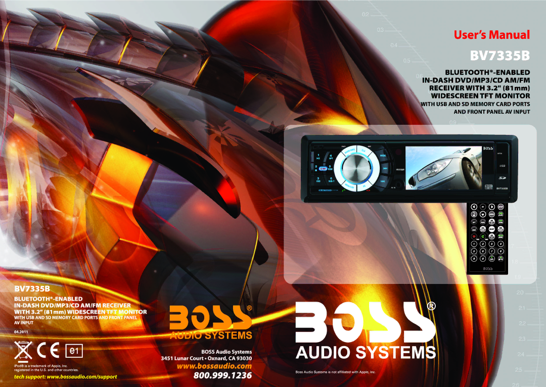 Boss Audio Systems BV7335B manual 