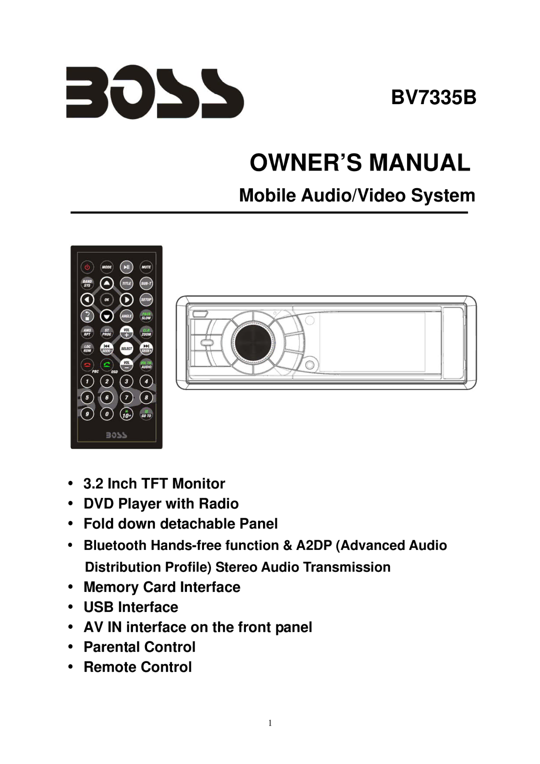 Boss Audio Systems BV7335B manual 