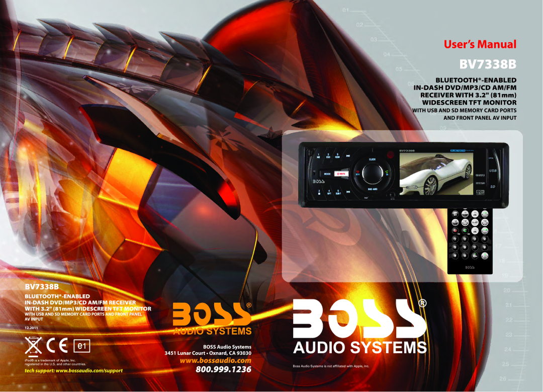 Boss Audio Systems BV7338B manual 