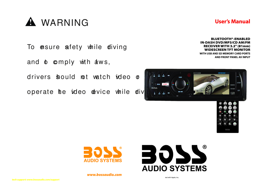 Boss Audio Systems BV7338B manual 