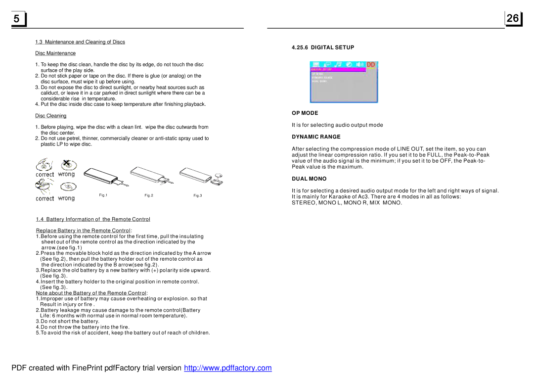 Boss Audio Systems BV7942 manual Digital Setup OP Mode, Dynamic Range, Dual Mono 