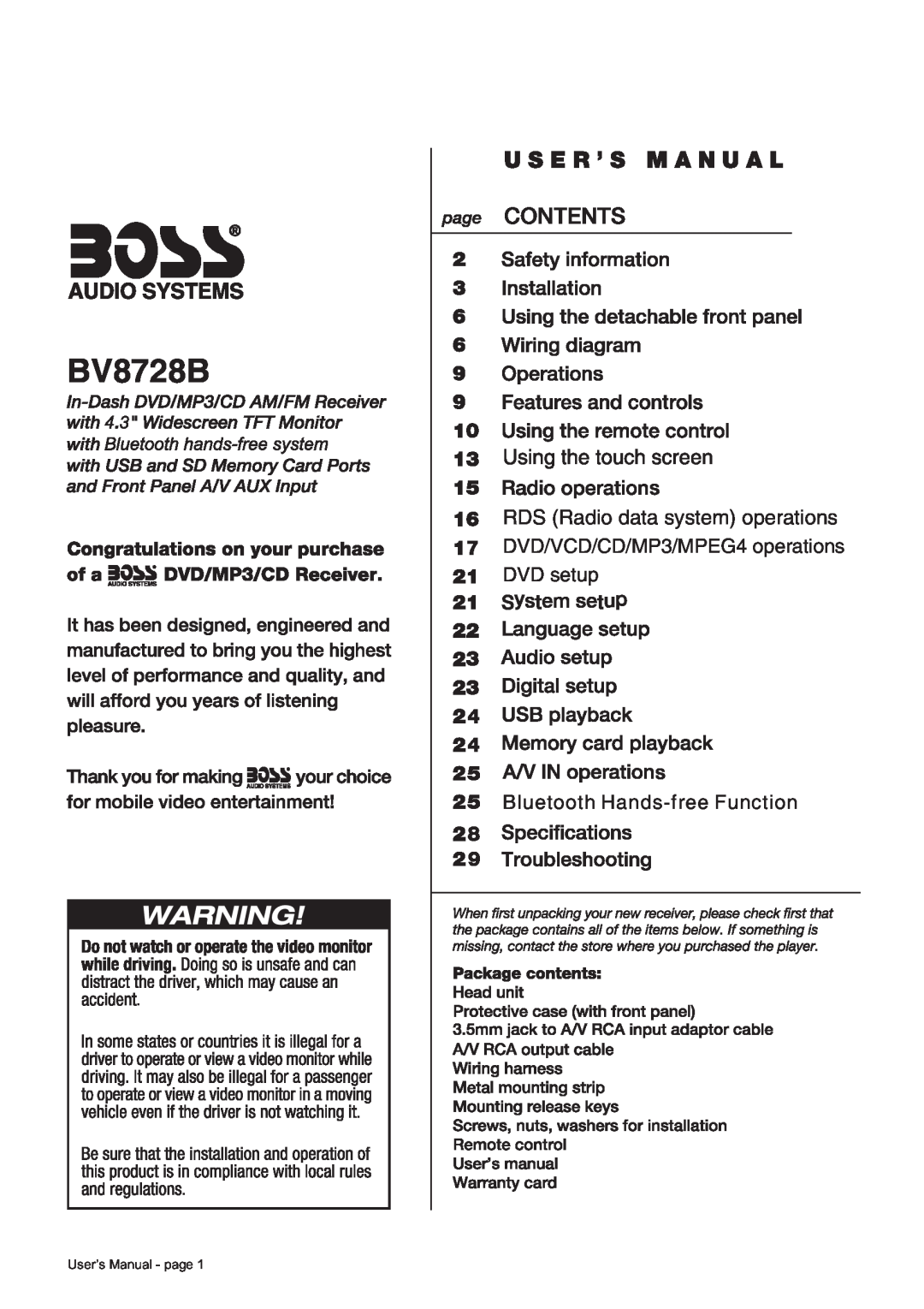 Boss Audio Systems BV8728B manual RDS Radio data system operations, DVD/VCD/CD/MP3/MPEG4 operations, DVD setup 