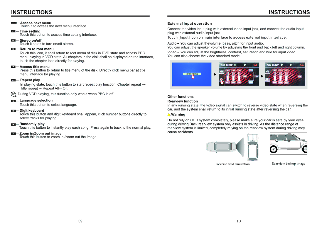 Boss Audio Systems BV8963 manual Access next menu, Stereo on/off, Return to root menu, Access title menu, Repeat play 