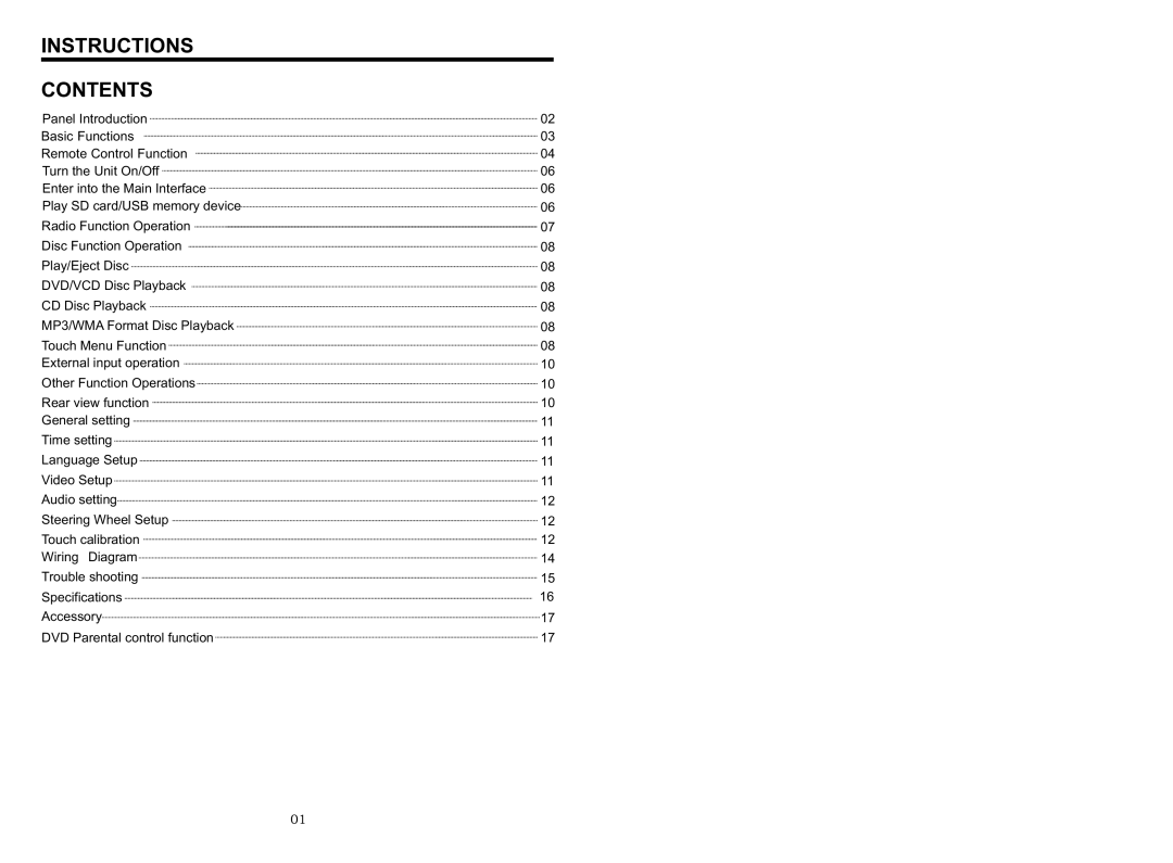 Boss Audio Systems BV8963 manual Instructions Contents 