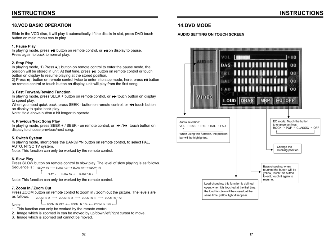 Boss Audio Systems BV8966B specifications DVD Mode, Audio Setting on Touch Screen 