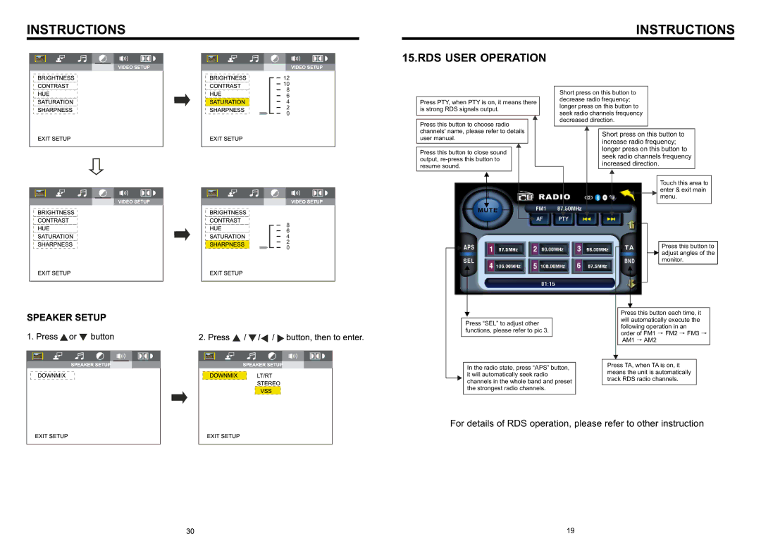 Boss Audio Systems BV8966B specifications RDS User Operation 