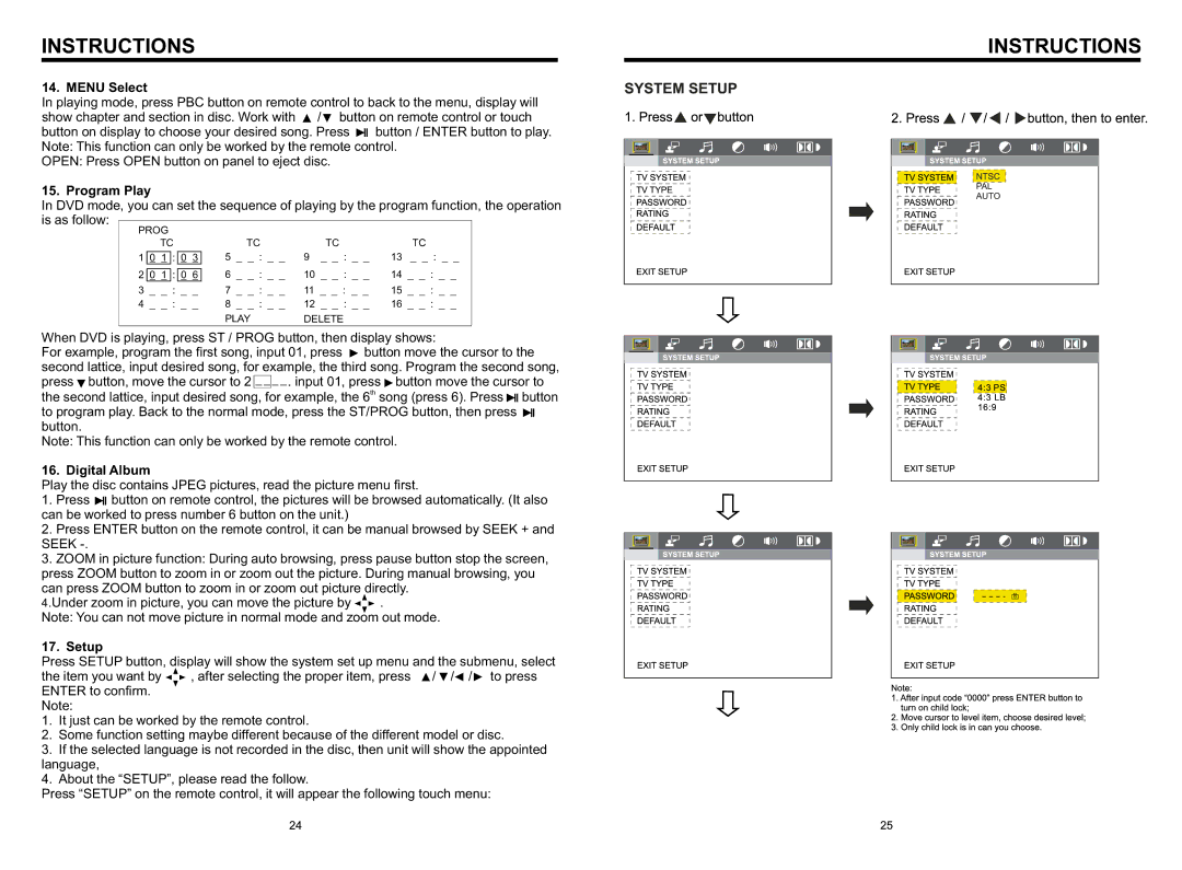 Boss Audio Systems BV8966B specifications Menu Select, Program Play, Digital Album, Setup 