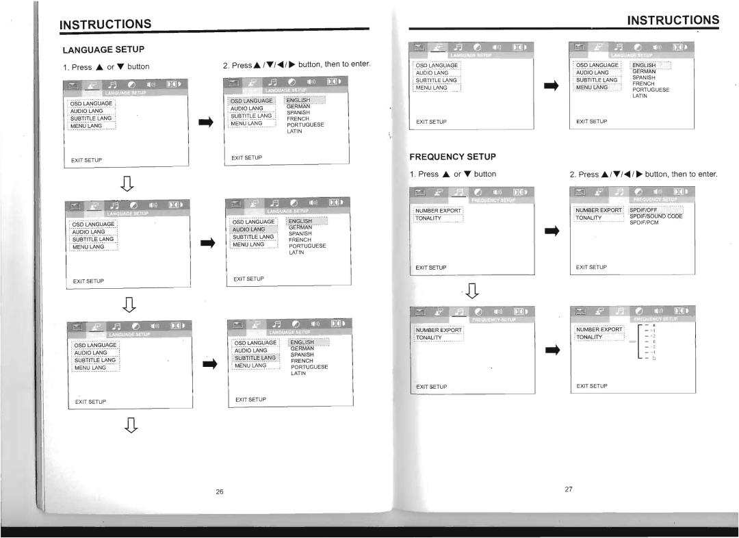 Boss Audio Systems BV8975B manual Language Setup, AuDiOLANG, Frequency Setup 