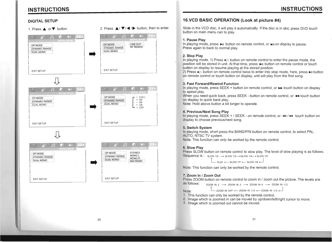 Boss Audio Systems BV8975B manual VCD BASIC OPERATION Look at picture #4, Instructions 