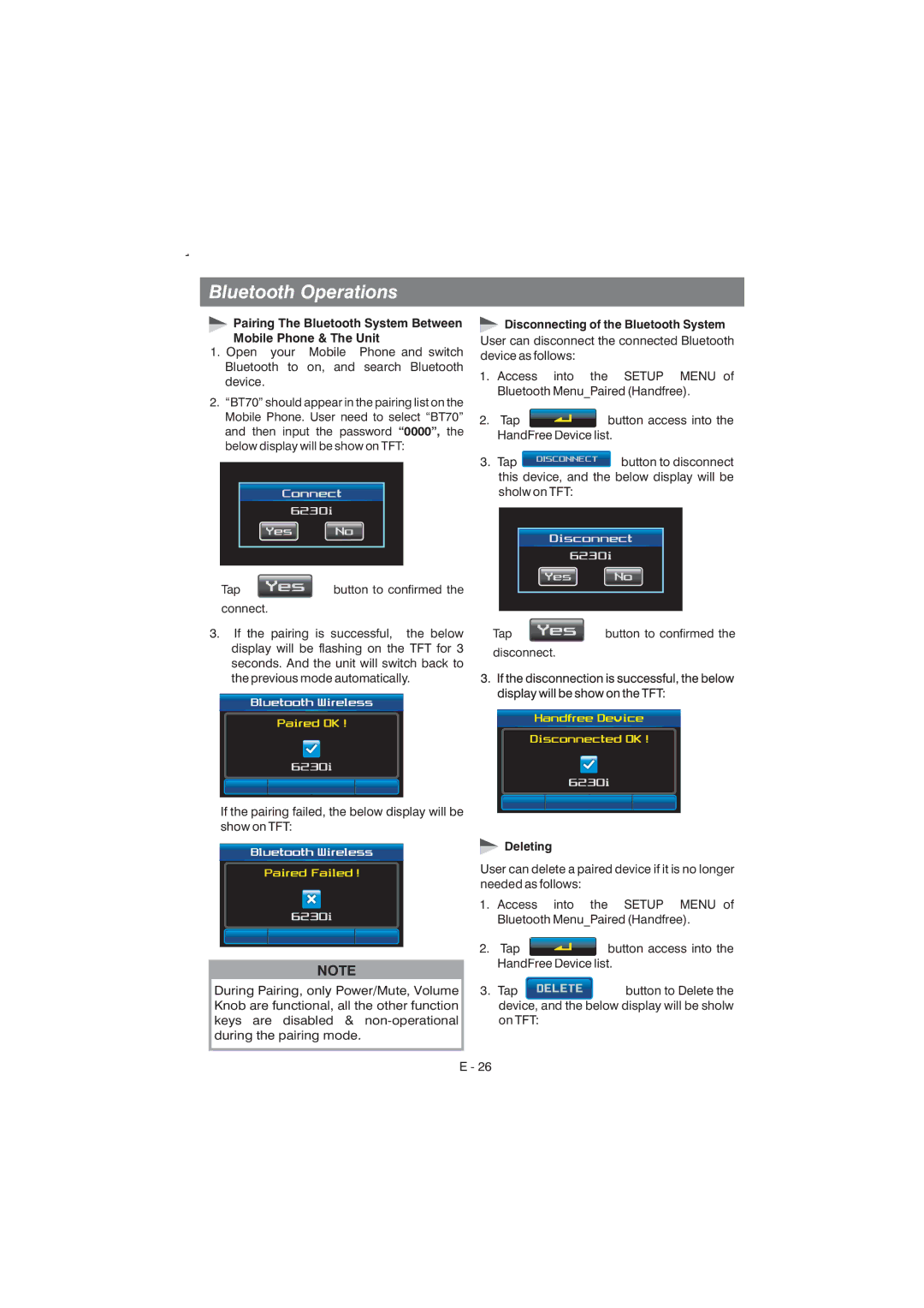 Boss Audio Systems BV9355B manual Pairing The Bluetooth System Between Mobile Phone & The Unit 