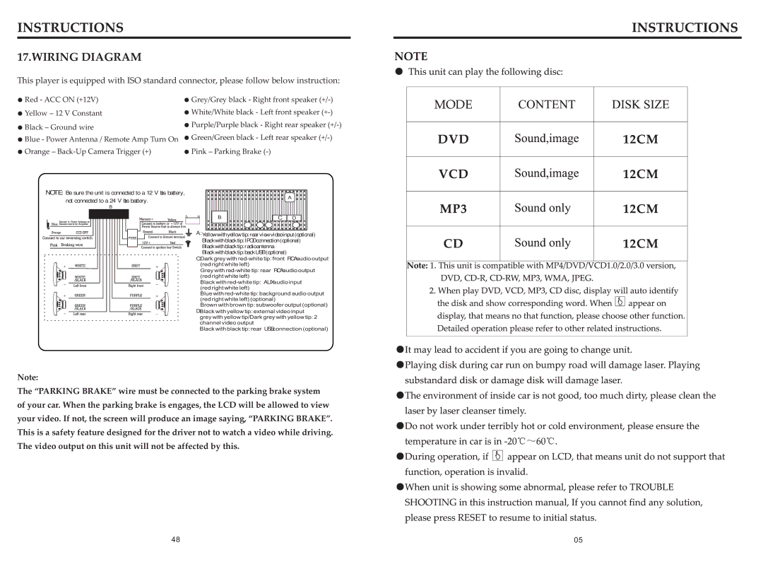 Boss Audio Systems BV9362BI specifications Wiring Diagram, Not connected to a 24 Volts battery 