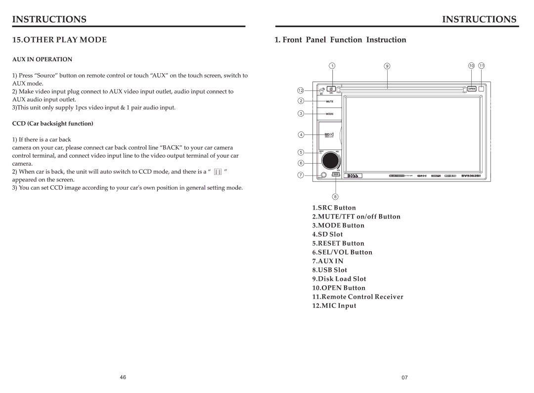 Boss Audio Systems BV9362BI specifications Other Play Mode 