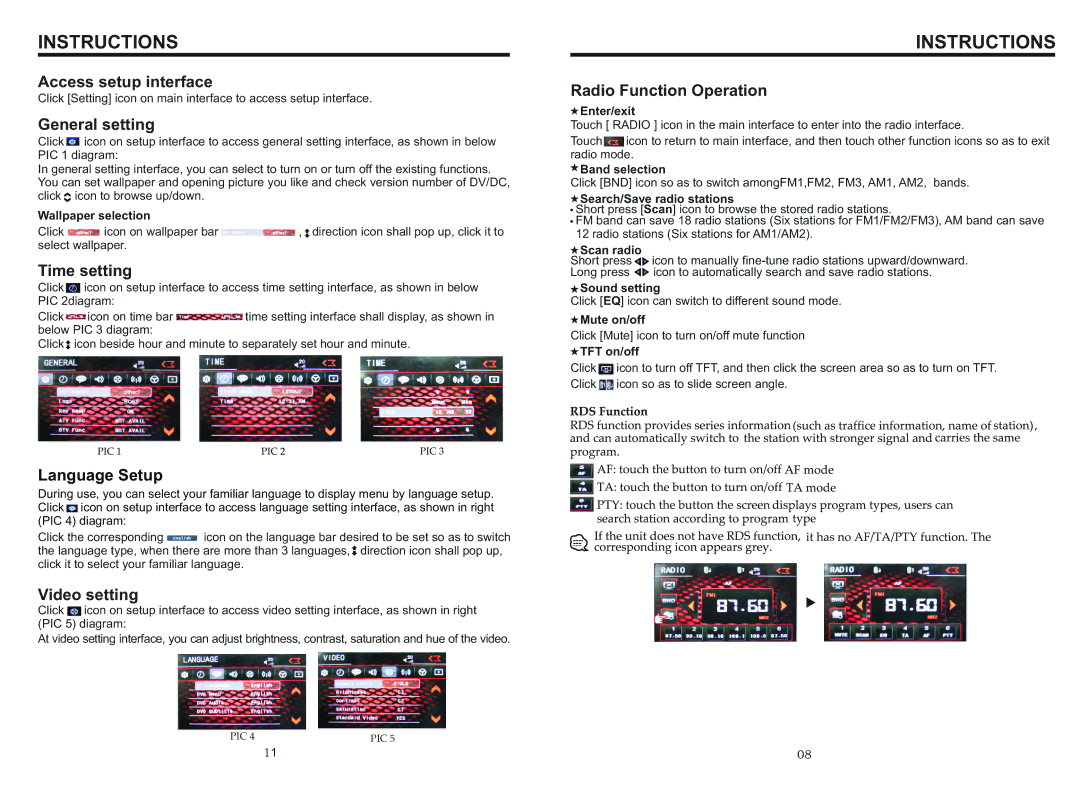 Boss Audio Systems BV9557 manual Access setup interface, General setting, Time setting, Language Setup, Video setting 