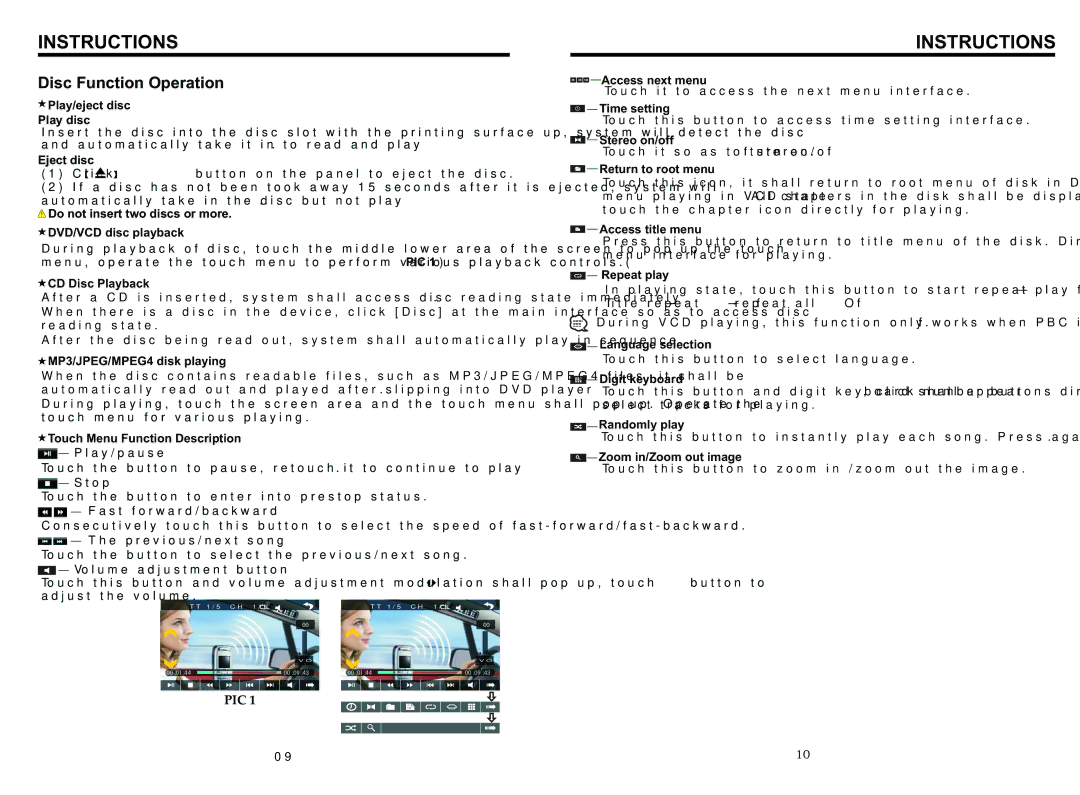 Boss Audio Systems BV9567BI manual Disc Function Operation 