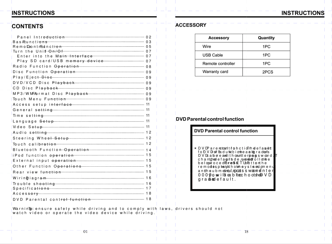 Boss Audio Systems BV9567BI manual Instructions Contents 