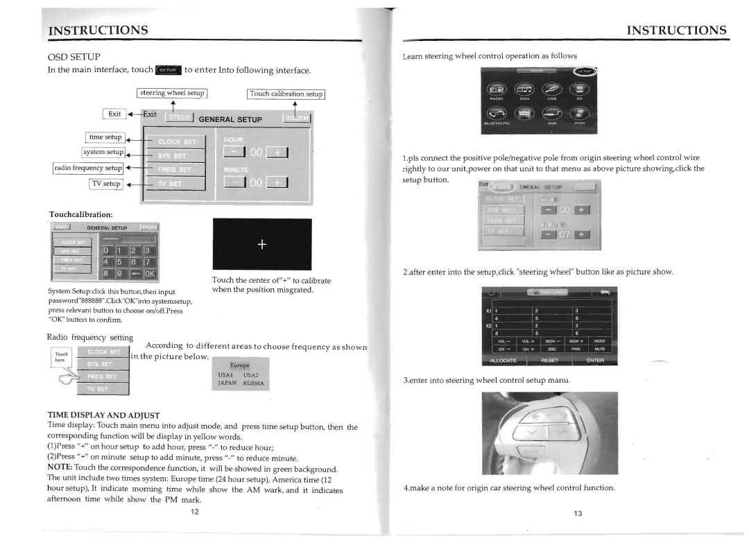 Boss Audio Systems BV9964B manual Main interface, touch to enter Into following interface, IllEill, Time Display and Adjust 