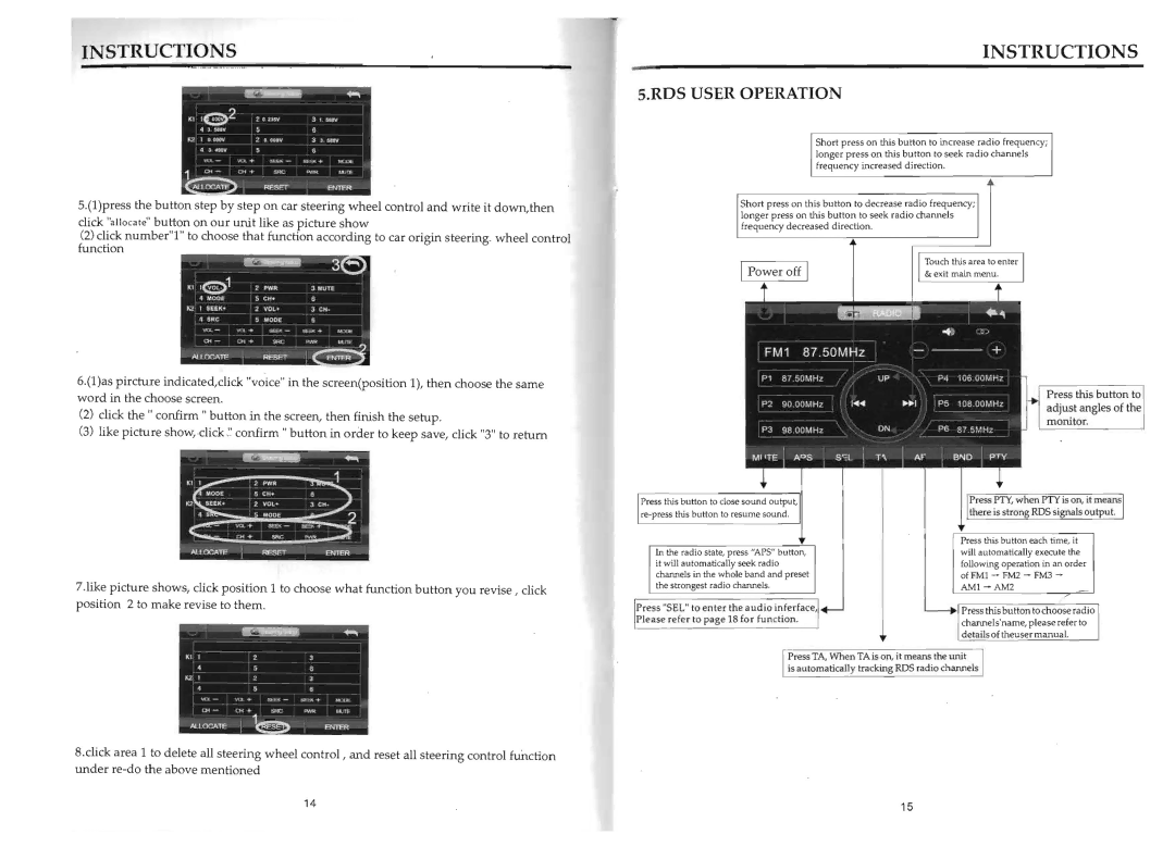 Boss Audio Systems BV9964B manual RDS User Operation 