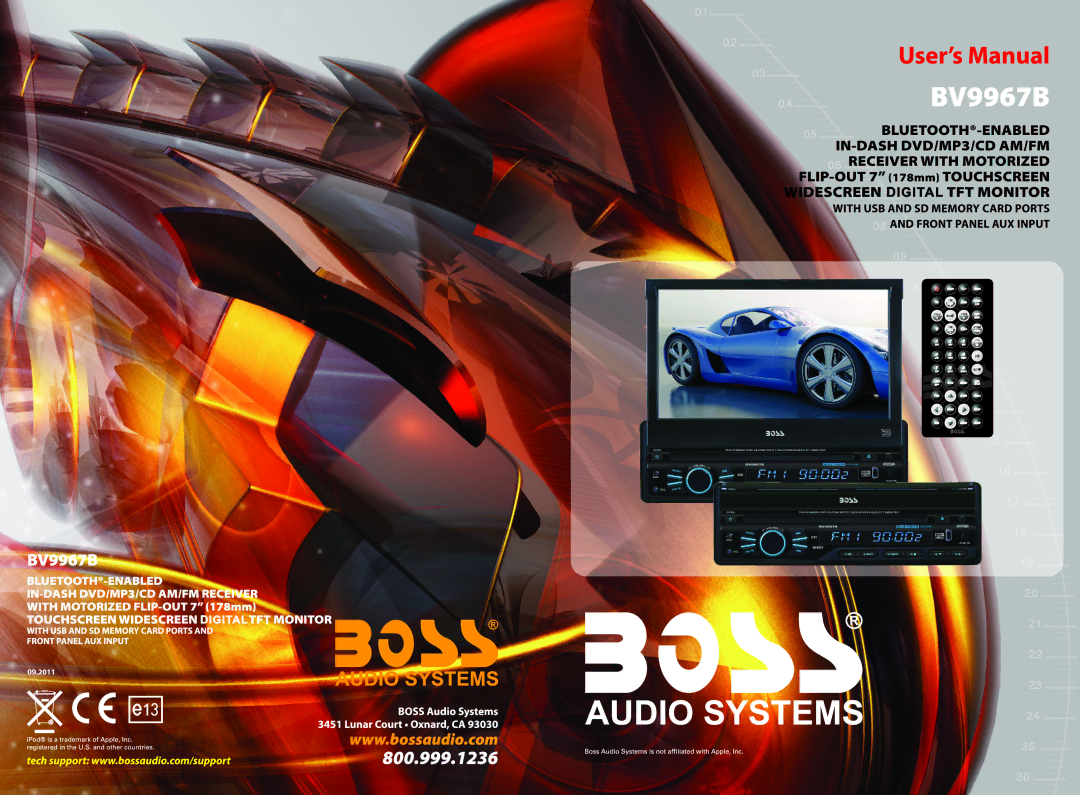 Boss Audio Systems BV9967B manual 