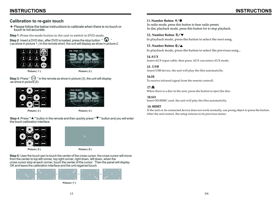 Boss Audio Systems BV9967B manual Instructions 