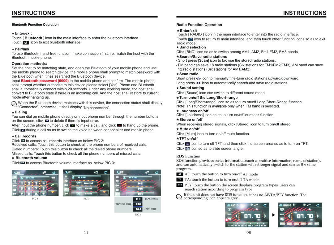 Boss Audio Systems BV9967B manual Instructions, Enter/exit 