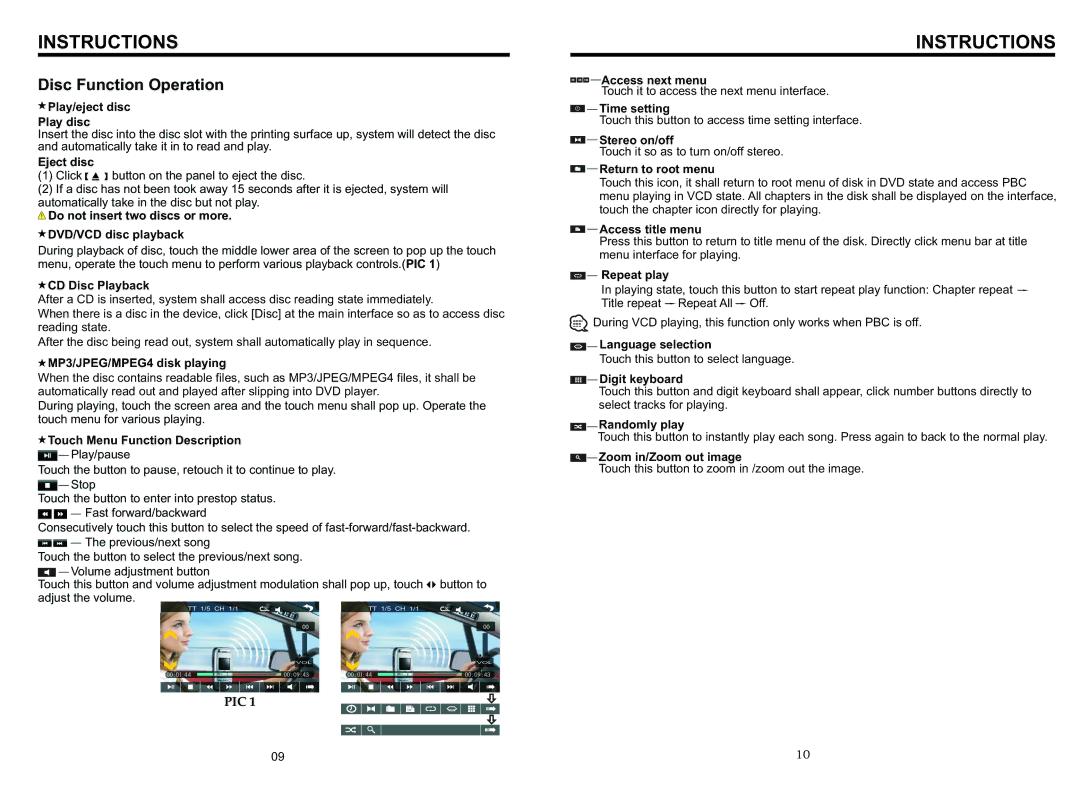 Boss Audio Systems BV9967BI manual Disc Function Operation 