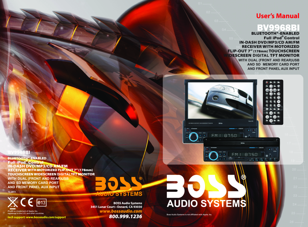 Boss Audio Systems BV9968BI manual Full iPod Control, With Dual Front And Rearusb And Sd Memory Card Port 