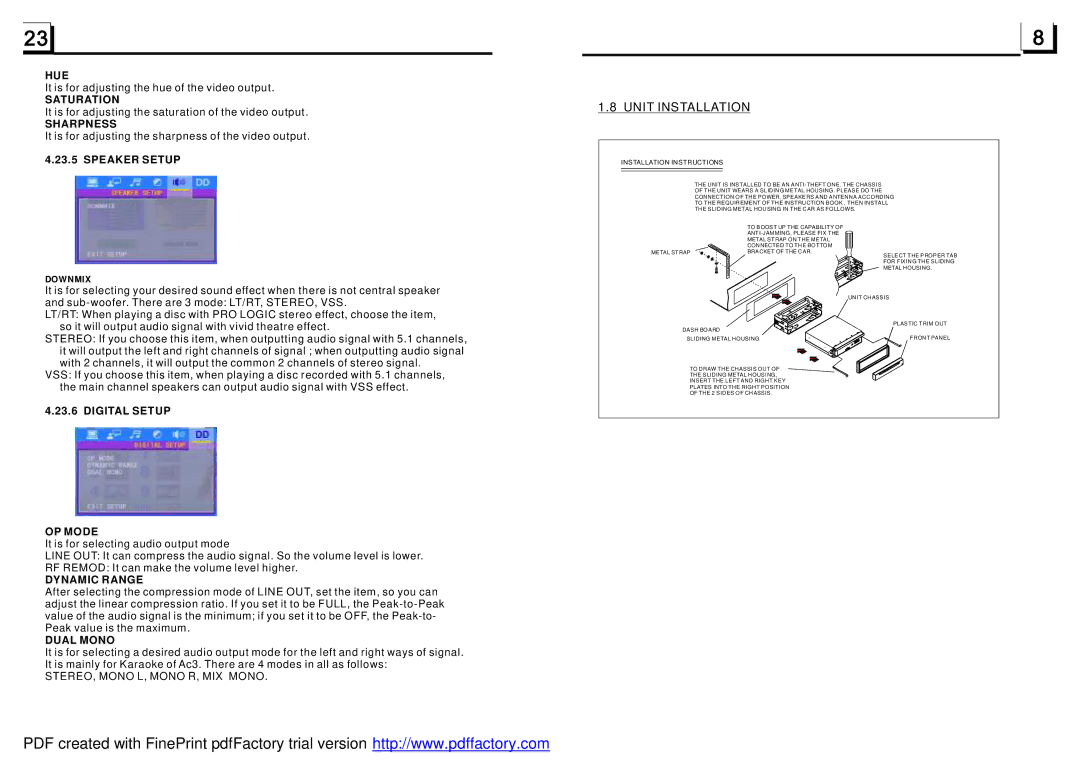 Boss Audio Systems BV9982U user manual Unit Installation 