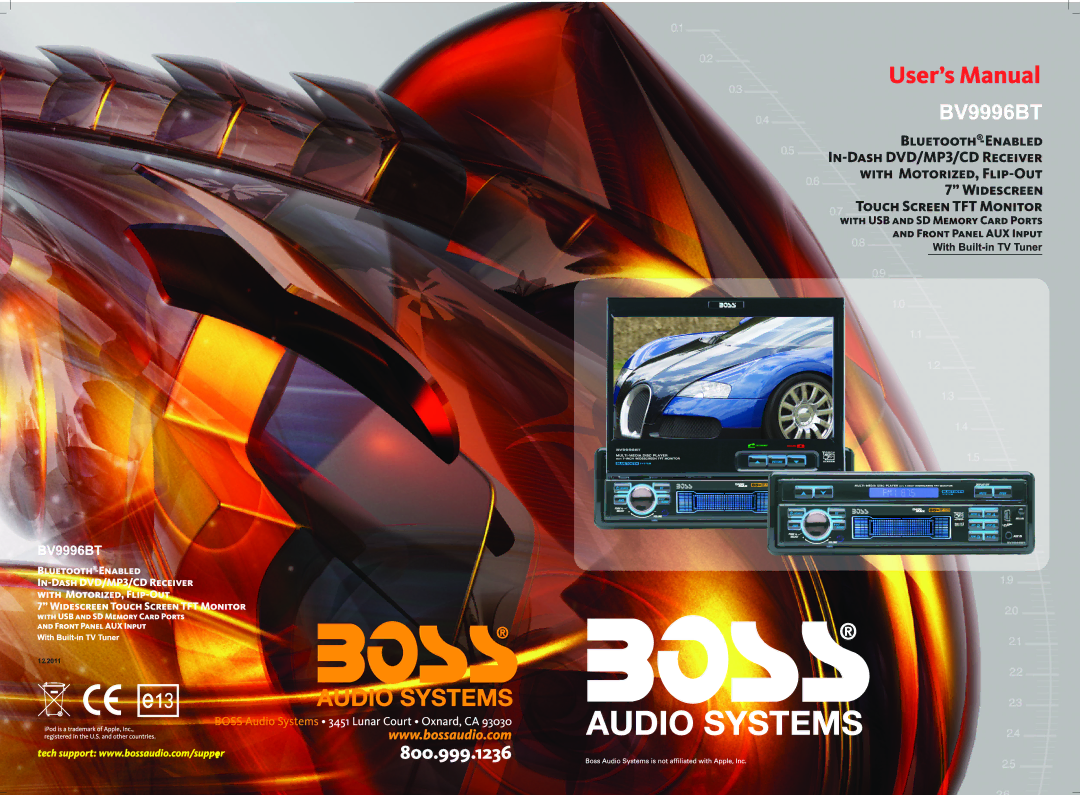 Boss Audio Systems BV9996BT manual 